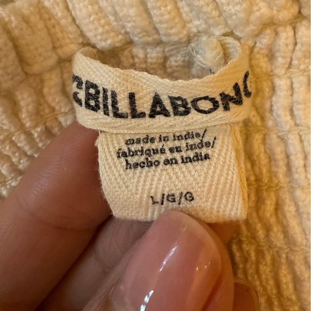 Billabong White Paint The Town Cropped Jumpsuit Sleeveless Smocked Size Large - Picture 10 of 13